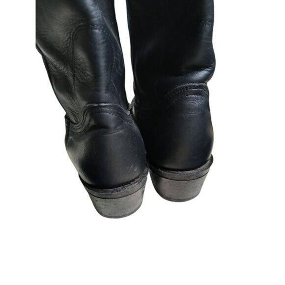 Vulcan Mens 9B Black Leather Cowboy Western Silver Toe Cap Boots Oil Resistant - Picture 4 of 9